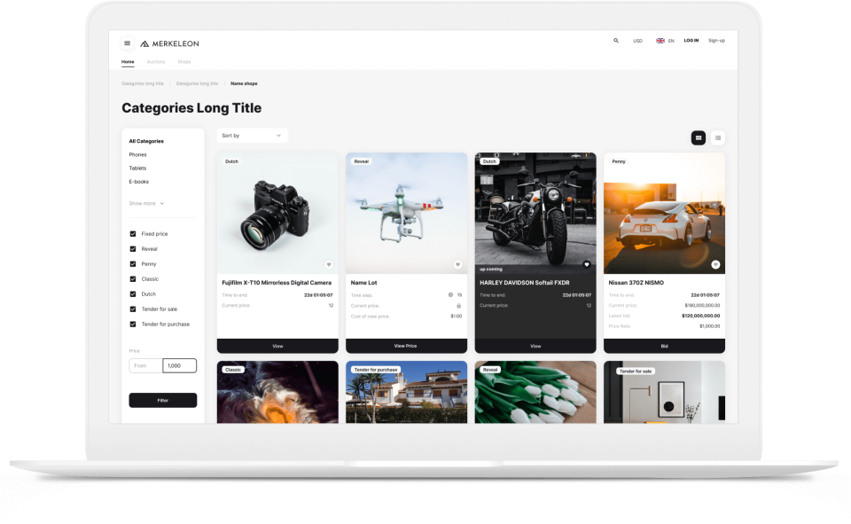screenshot of Merkeleon Internet Auction Software